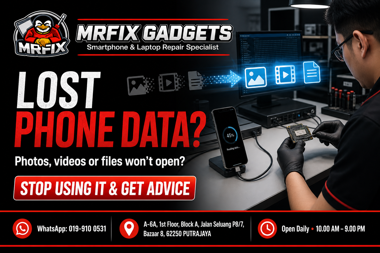 Lost phone data recovery Putrajaya check at MRFIX Gadgets