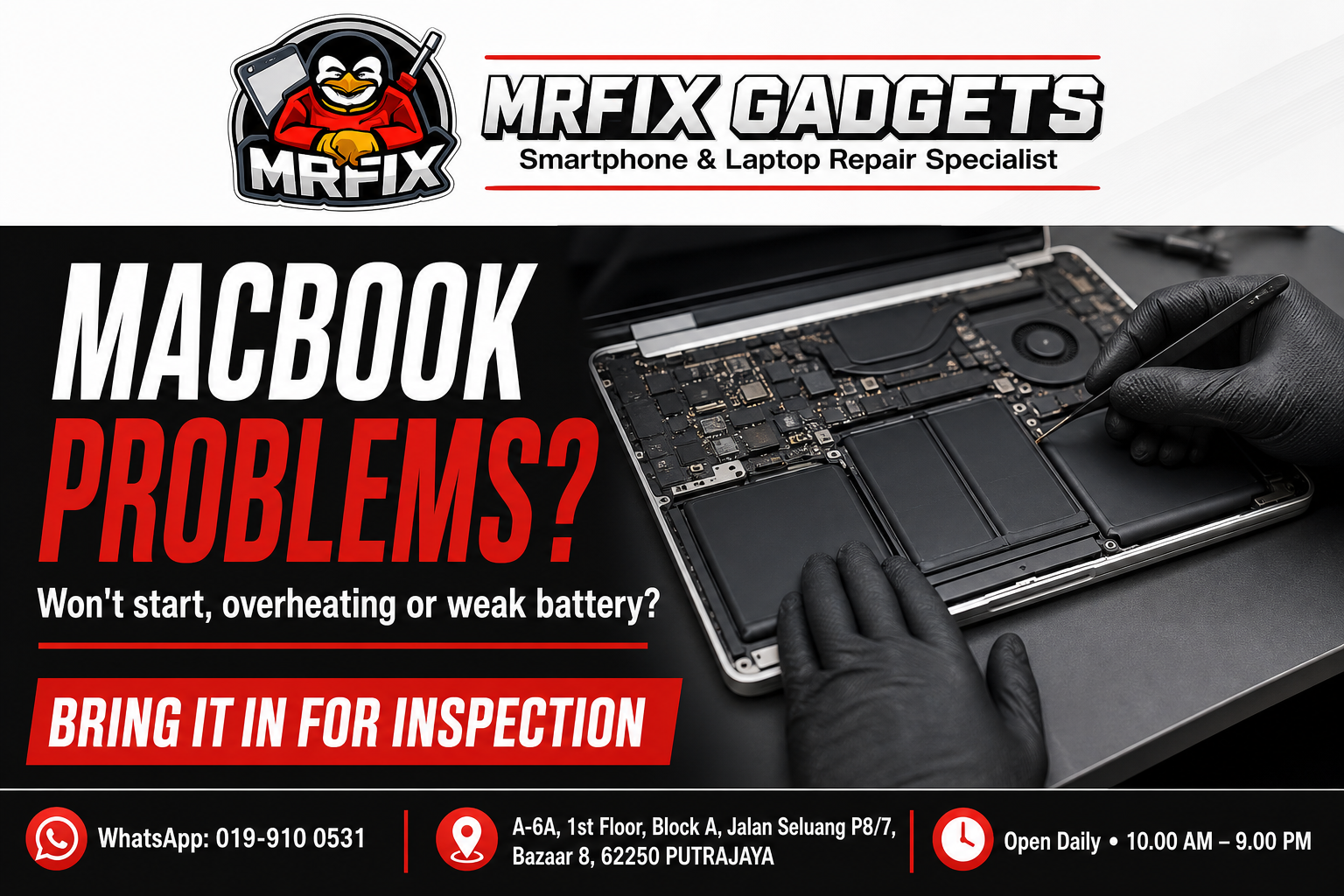 MacBook repair inspection at MRFIX Gadgets Putrajaya