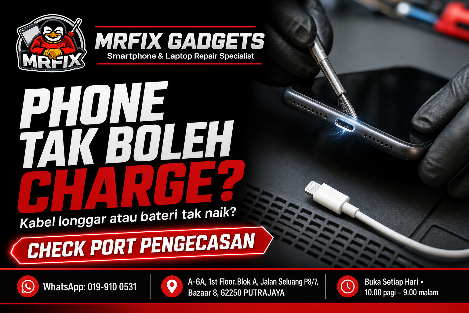 Phone tak boleh charge MRFIX Putrajaya