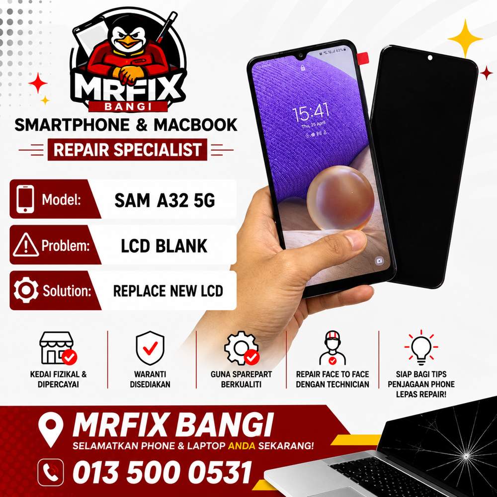 kedai repair phone Bangi - Samsung A32 5G lcd blank