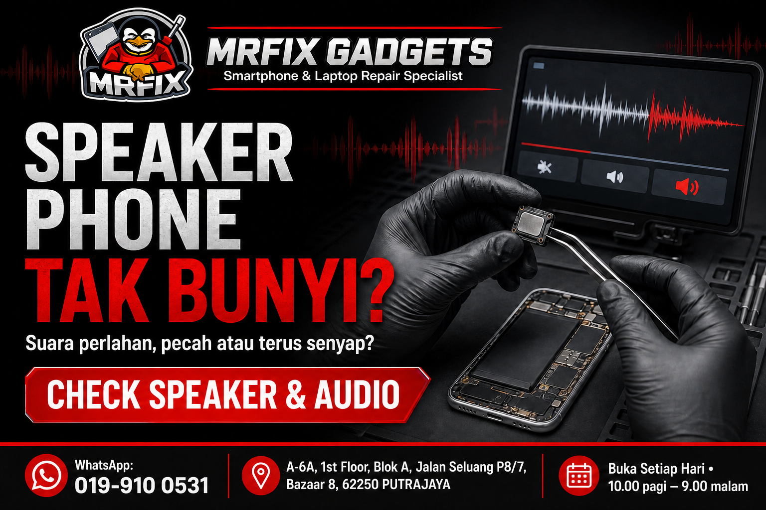 Speaker phone tak bunyi MRFIX Putrajaya