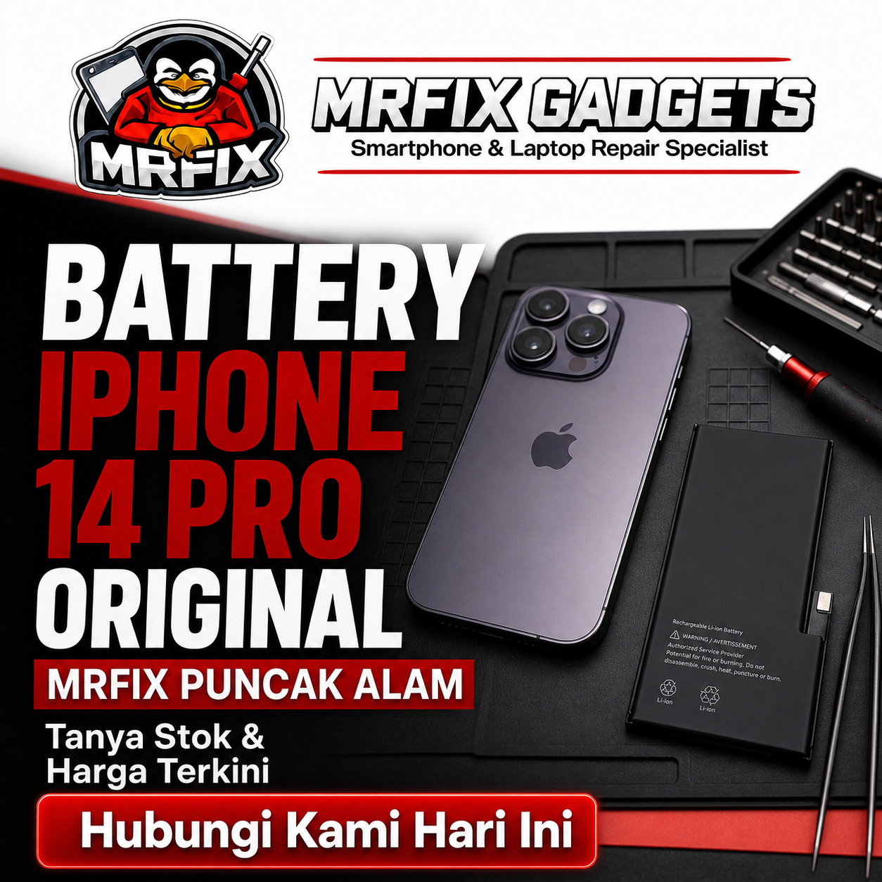 Ganti bateri iPhone 14 Pro MRFIX Putrajaya