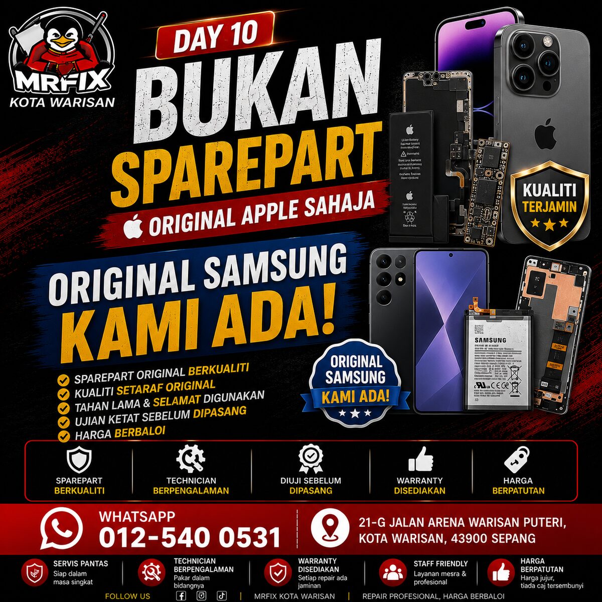 Sparepart Original Apple & Samsung di Kota Warisan - MRFIX Kota Warisan