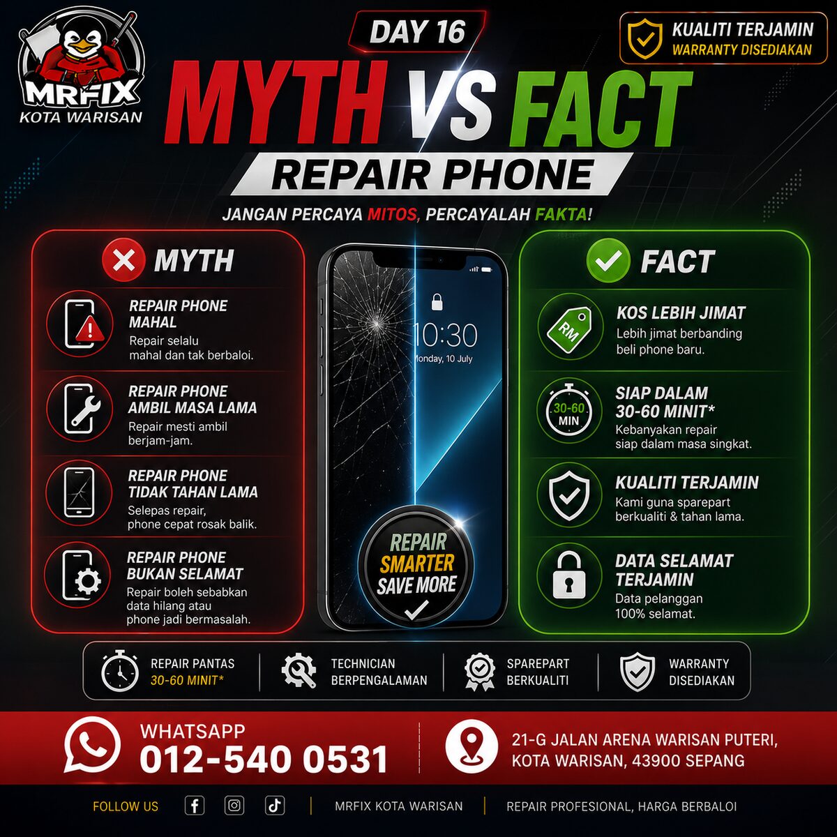 Myth vs Fact: Repair Phone yang Anda Perlu Tahu - MRFIX Kota Warisan