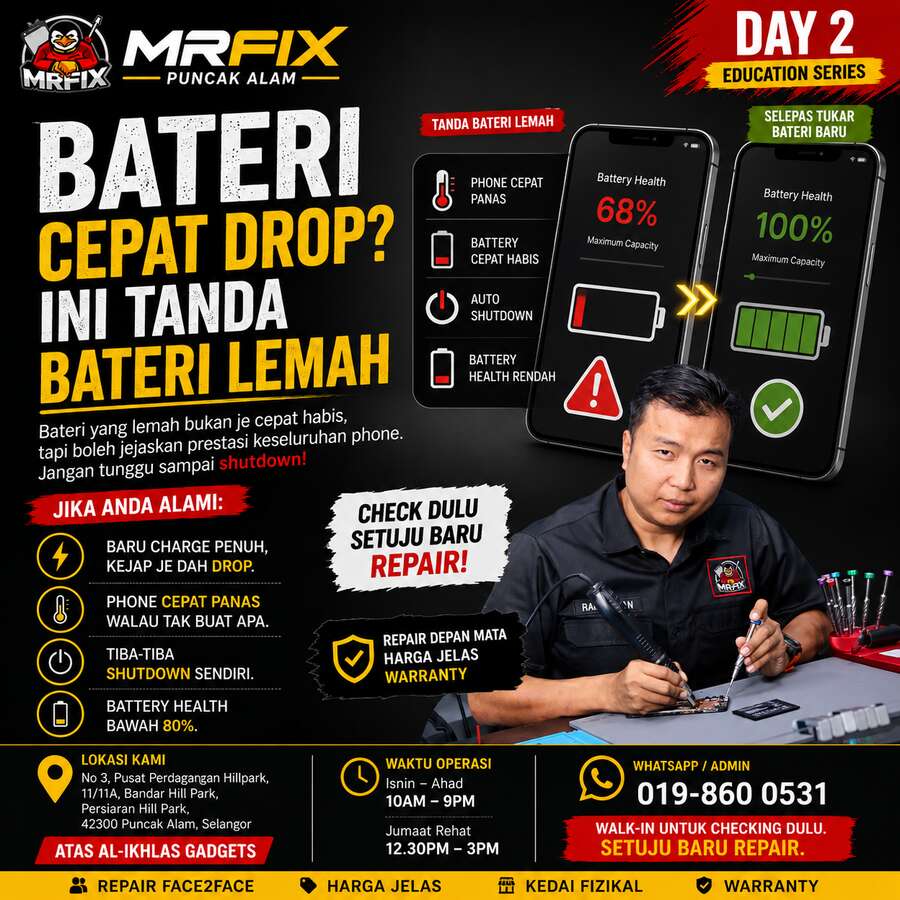 kedai repair phone Puncak Alam - Bateri Phone Cepat Drop? Kedai Repair Phone Puncak Alam Jelaskan Puncanya