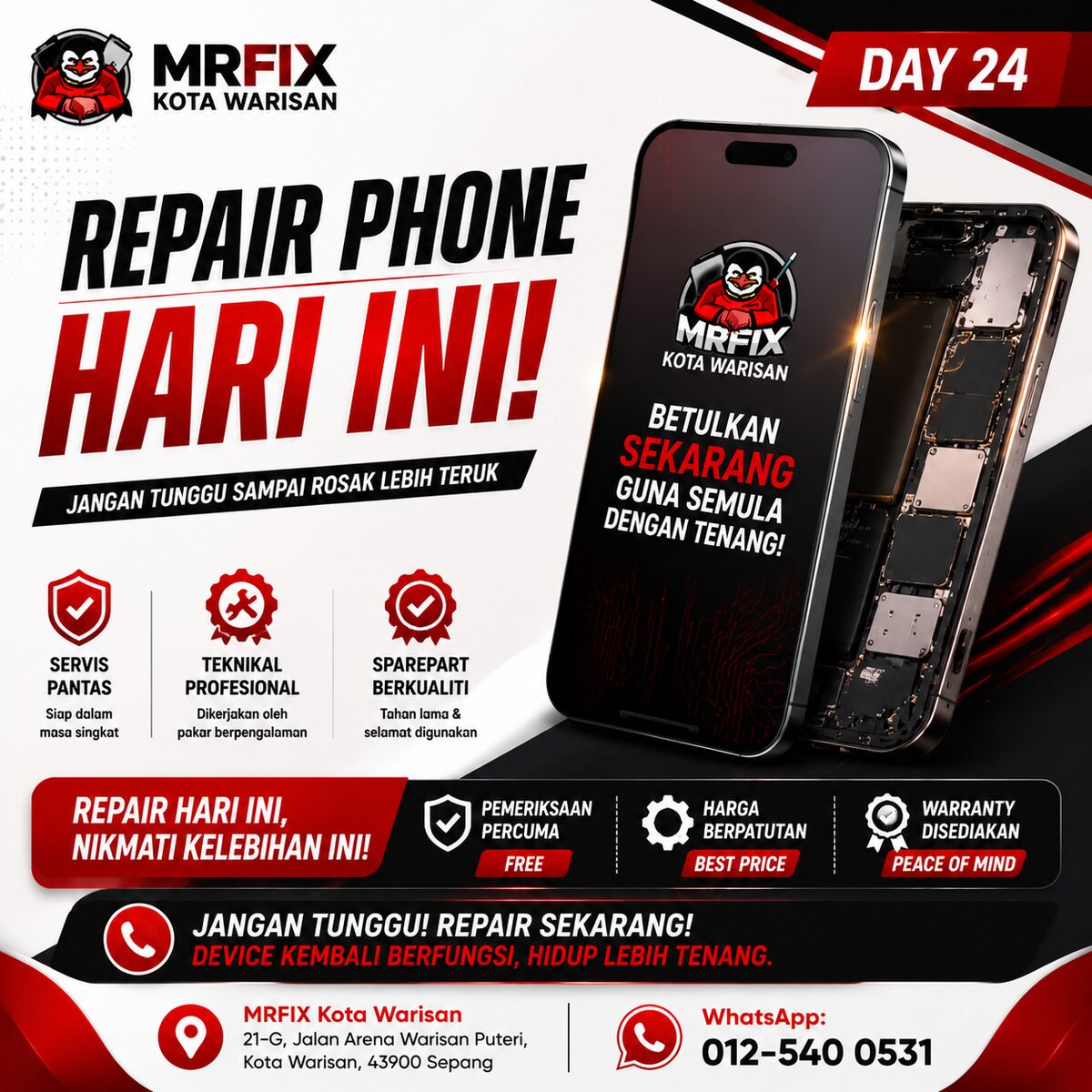 Repair Phone Hari Ini di Kota Warisan — Jangan Tunggu Rosak Teruk - MRFIX Kota Warisan