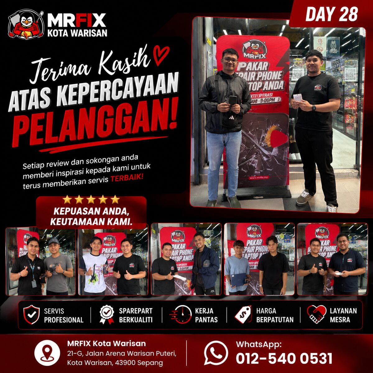 Terima Kasih Atas Kepercayaan Pelanggan MRFIX Kota Warisan - MRFIX Kota Warisan