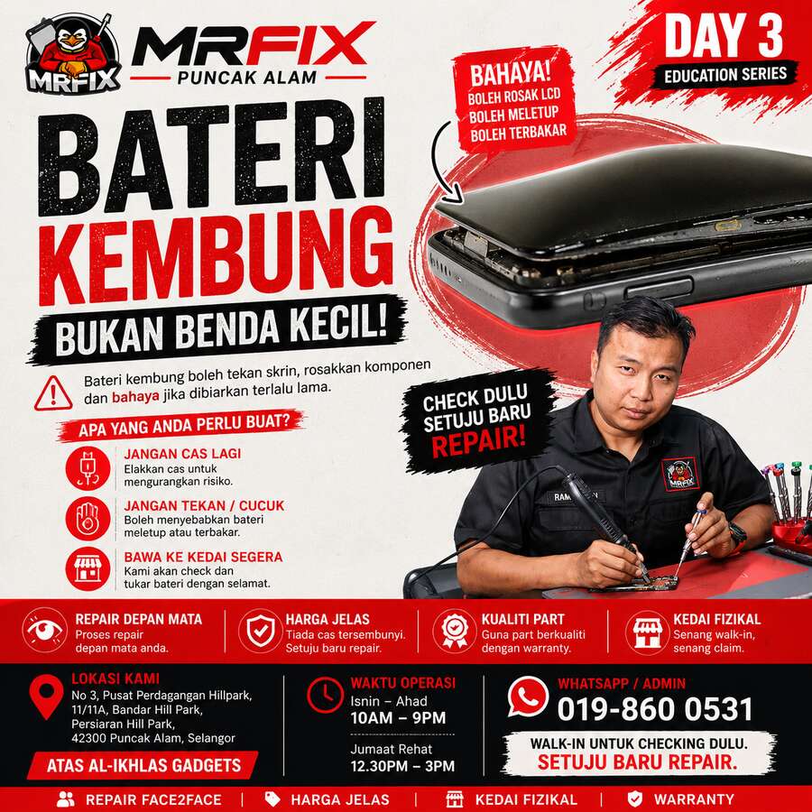 kedai repair phone Puncak Alam - Bateri Kembung? Ini Sebab Kedai Repair Phone Puncak Alam Kata Jangan Biar Lama