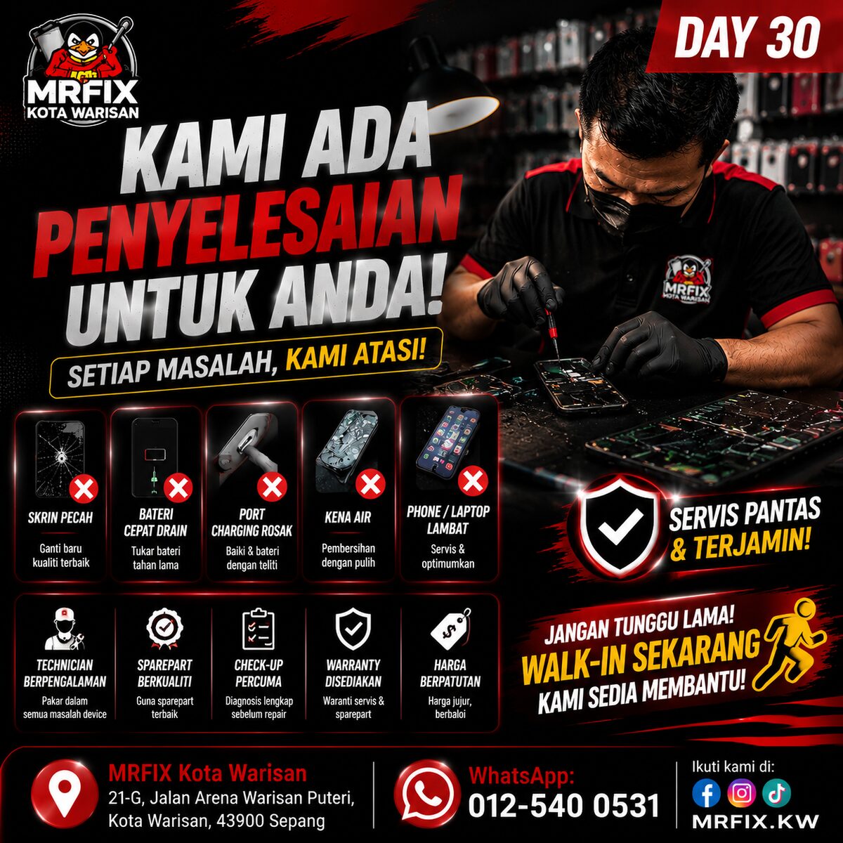 Setiap Masalah Phone & Laptop, Kami Ada Penyelesaian - MRFIX Kota Warisan