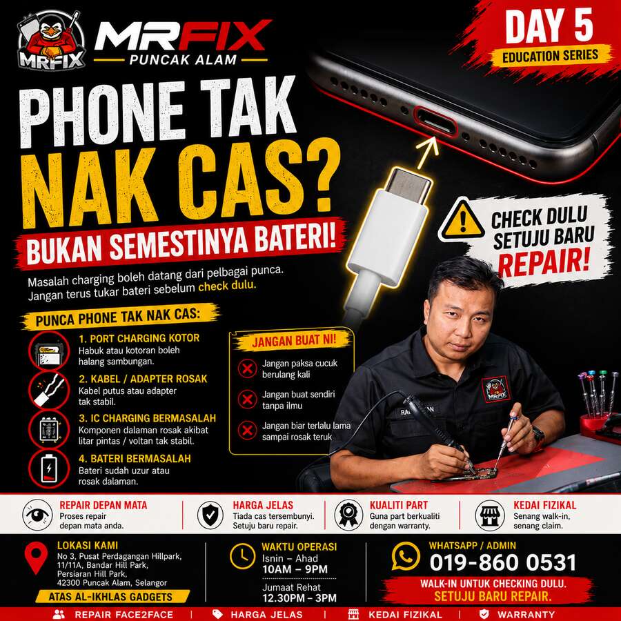 kedai repair phone Puncak Alam - Phone Tak Nak Cas? Kedai Repair Phone Puncak Alam Terangkan Puncanya