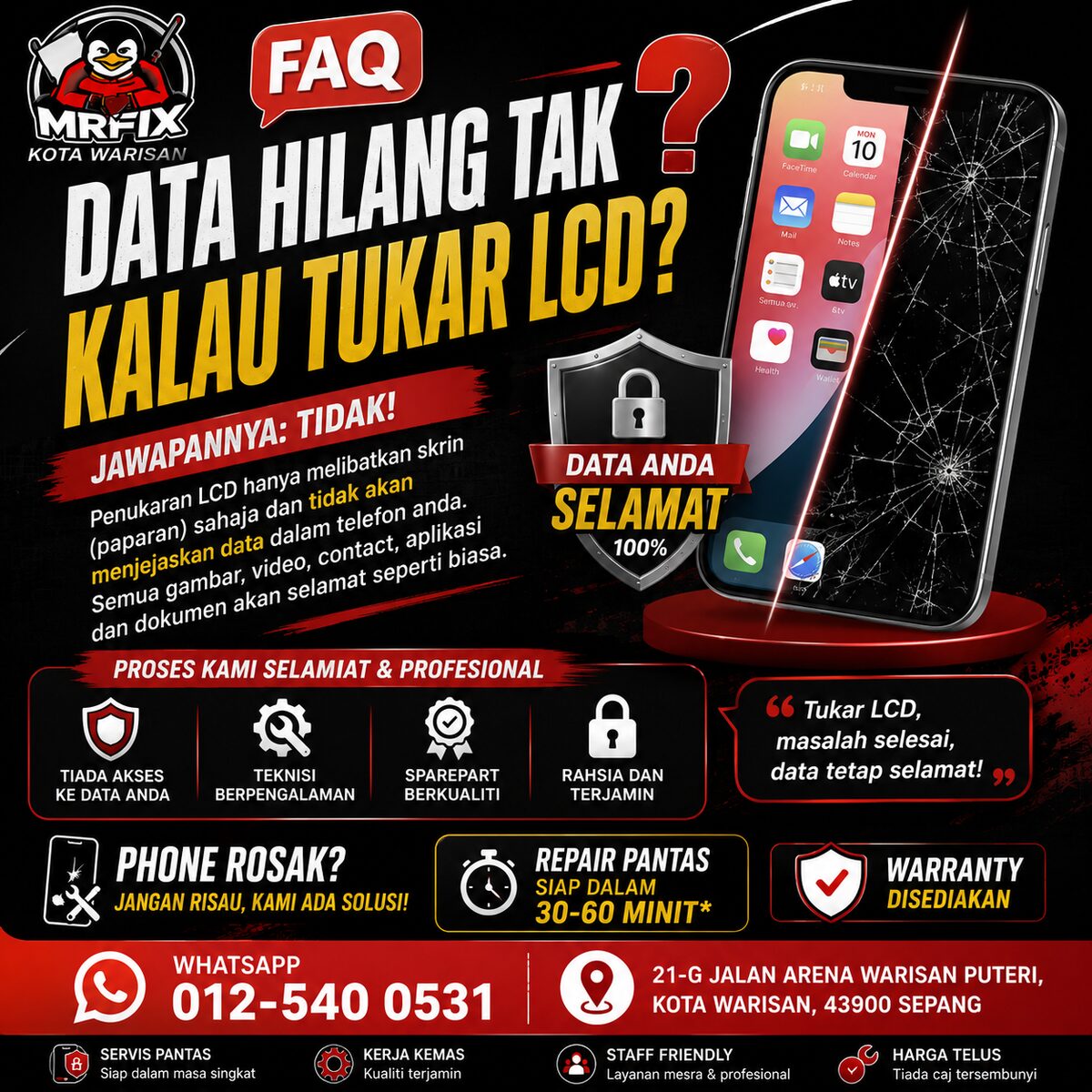 Tukar LCD, Data Hilang Tak? Ini Jawapannya - MRFIX Kota Warisan