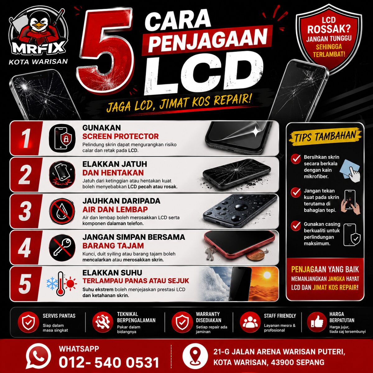 5 Cara Penjagaan LCD Phone Supaya Tahan Lama - MRFIX Kota Warisan