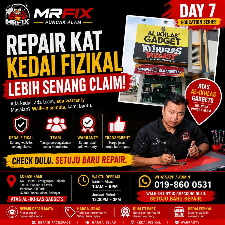 kedai repair phone Puncak Alam - Kenapa Kedai Repair Phone Puncak Alam Yang Fizikal Lebih Senang Untuk Claim