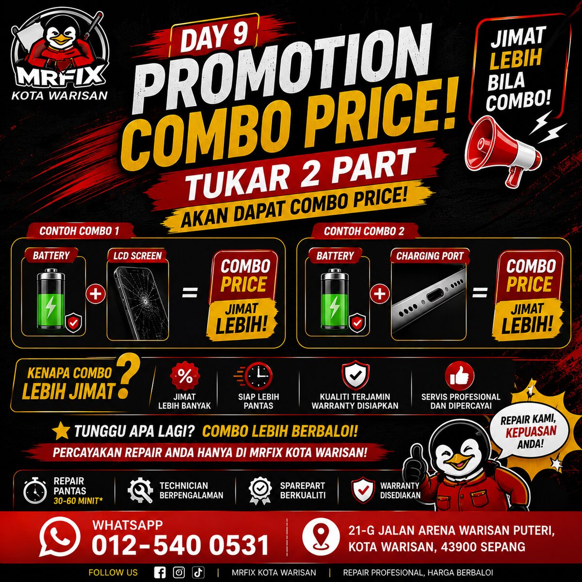 Promo Combo Repair Phone Kota Warisan: Jimat Lebih - MRFIX Kota Warisan