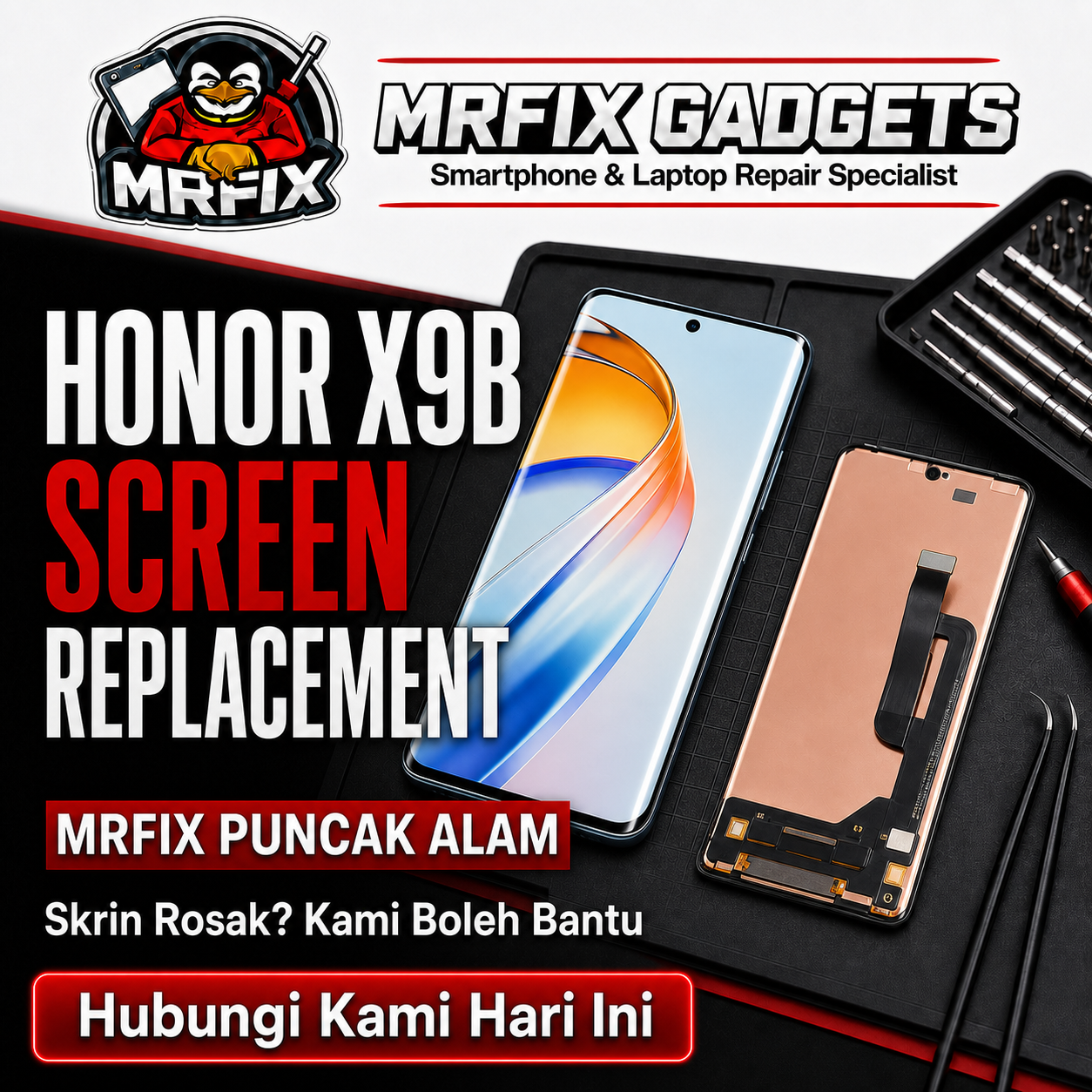 Honor X9B screen replacement MRFIX Putrajaya