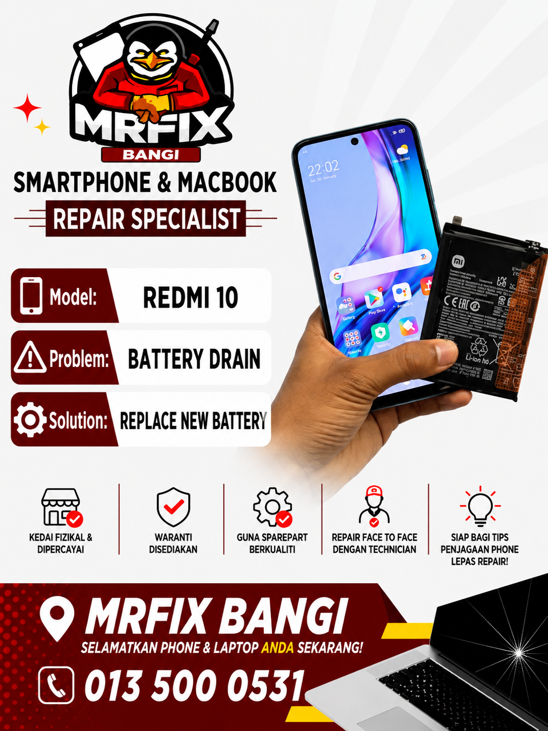 Ujian modul audio telefon di MRFIX Bangi