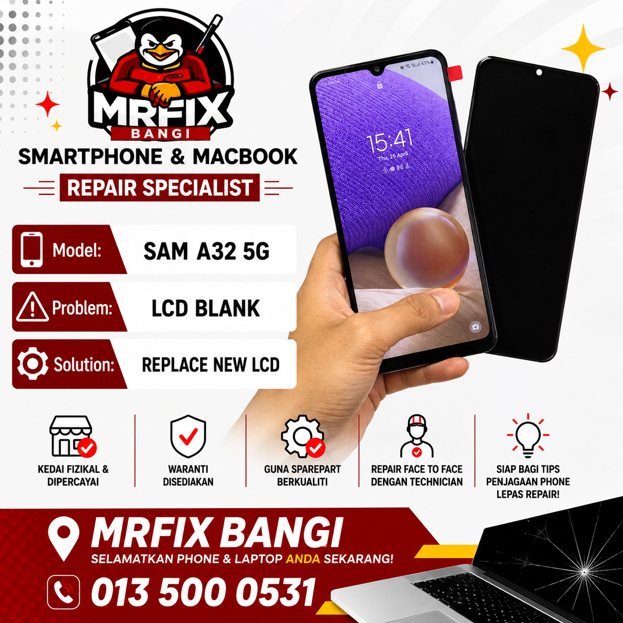 Phone speaker audio check in Bangi