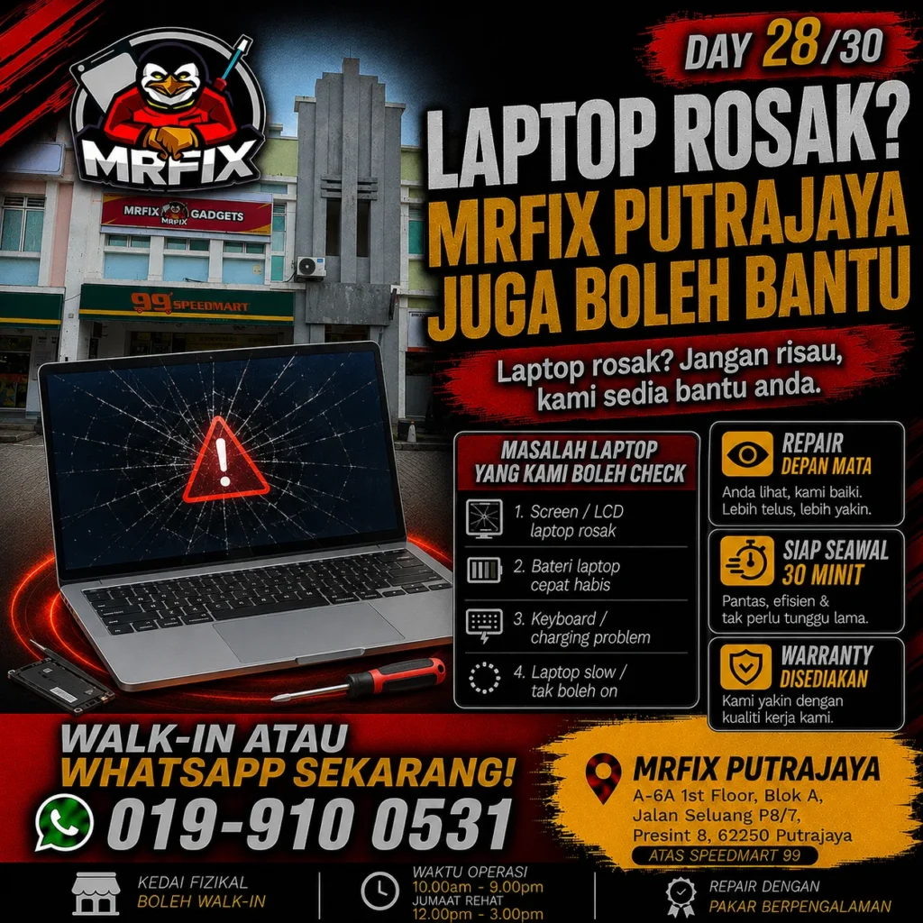 Servis repair laptop dan MacBook di Putrajaya