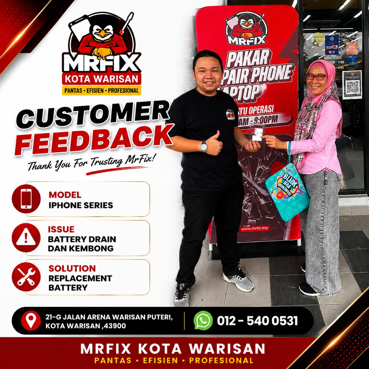 Case Study: iPhone 13 Pro Battery Drain & Kembung di Kota Warisan - MRFIX Kota Warisan