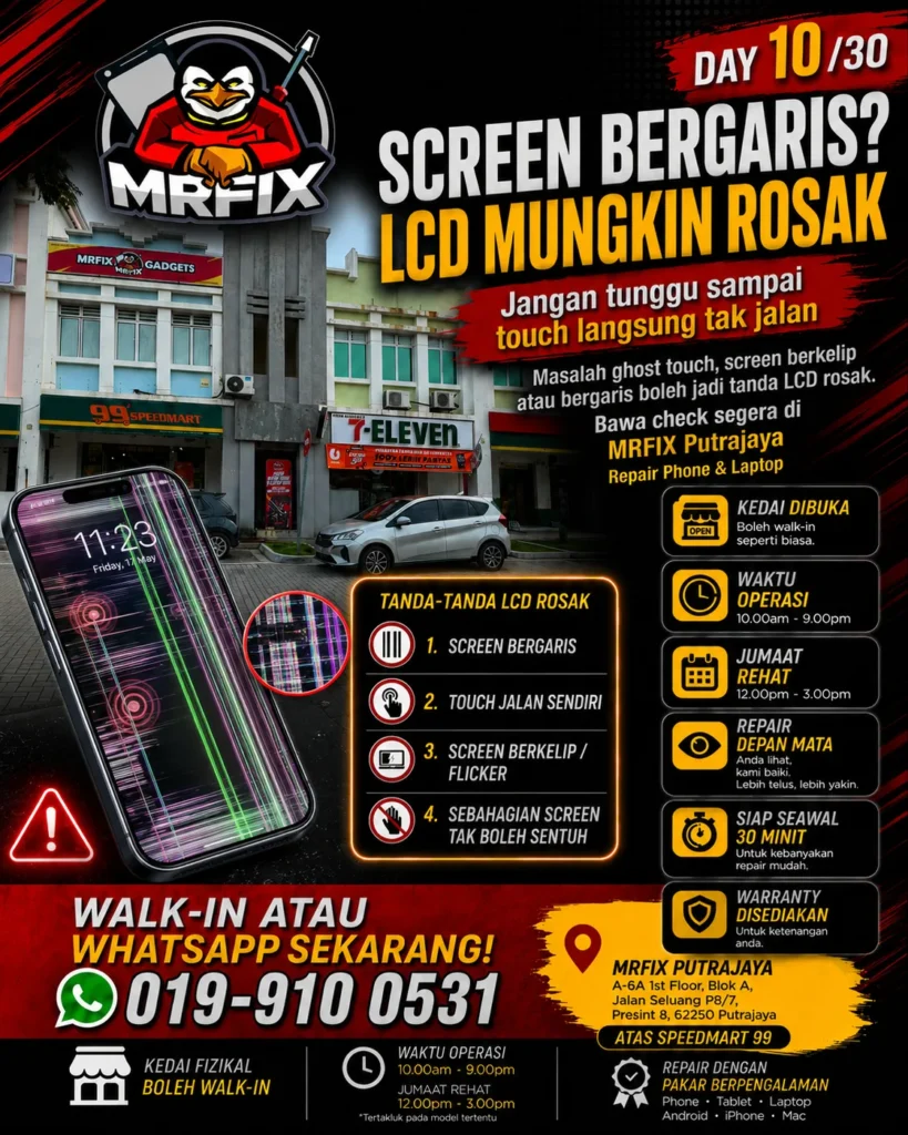 Servis tukar LCD dan skrin phone di Putrajaya