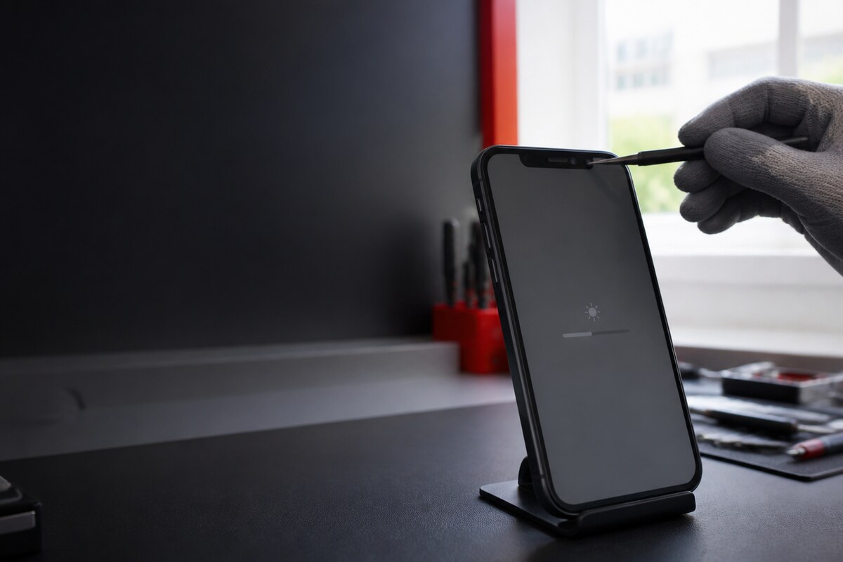 Ujian perubahan cahaya pada sensor kecerahan telefon