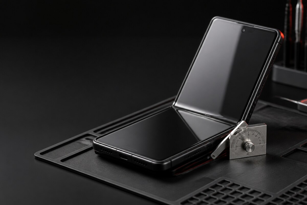 Semakan sudut bukaan dan keselarasan frame foldable phone