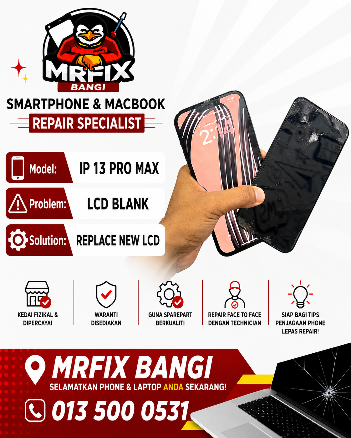 Repair camera phone Bangi diagnostic inspection
