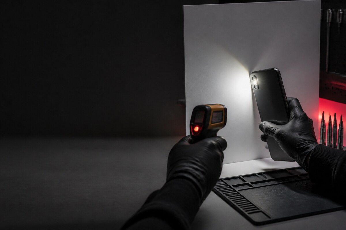 Controlled smartphone torch brightness test in Bangi